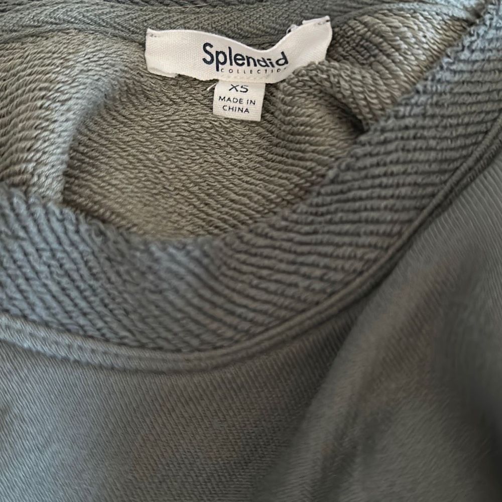 Splendid Corina pullover top olive green French terry sz XS Ballon sleeve - Picture 5 of 9